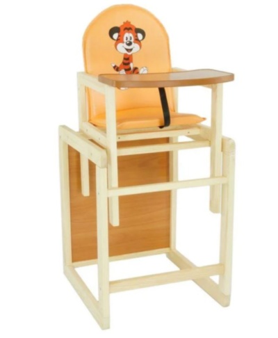 Scaun de Masă de Lemn 2 în 1, Tigru Oranj | image