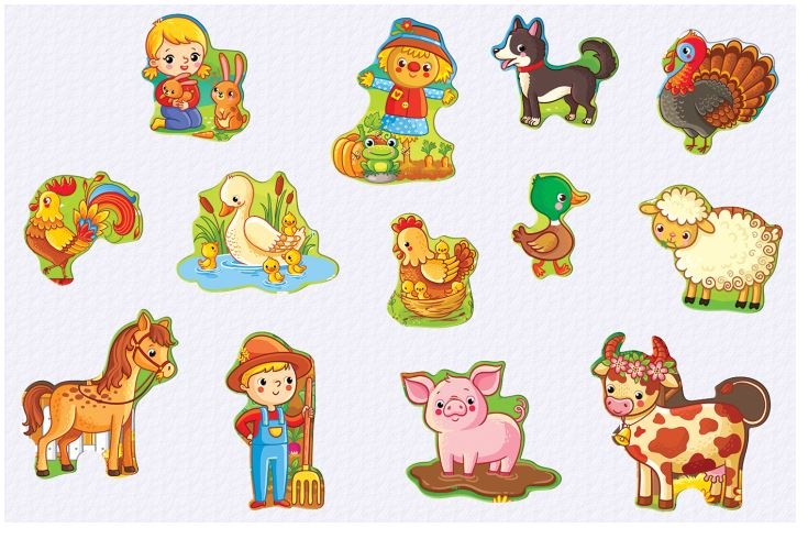 Puzzle cu 49 Piese Mari  Animale de la Fermă