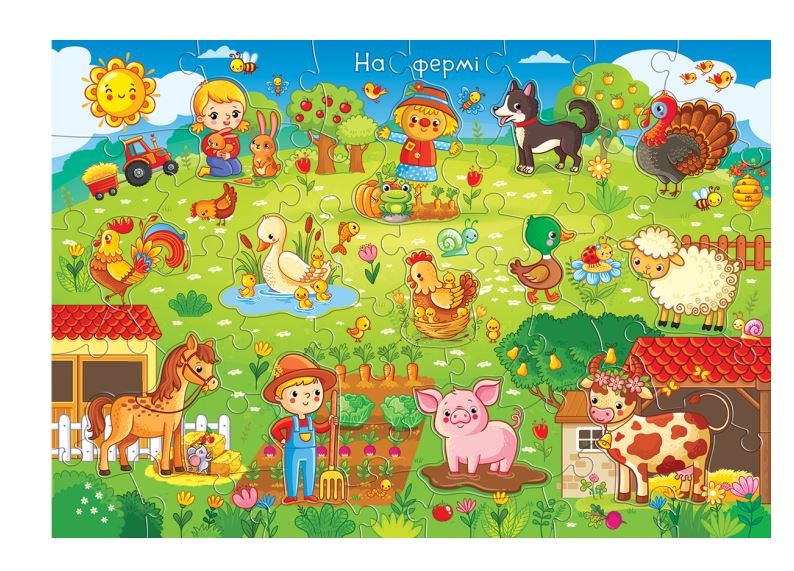 Puzzle cu 49 Piese Mari  Animale de la Fermă