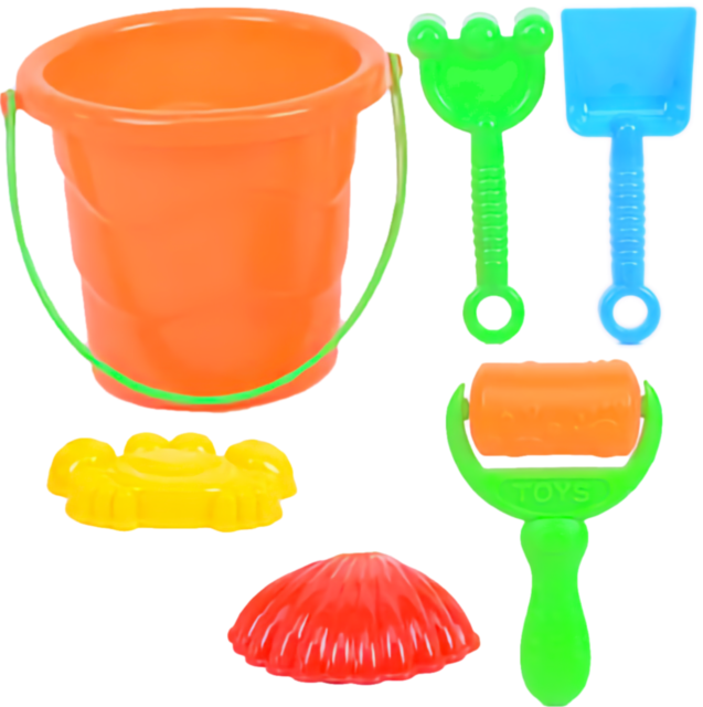 Găletușă cu 5 Accesorii de Nisip, 17cm 