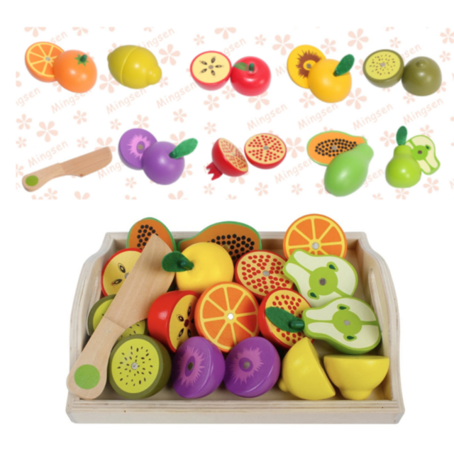Set fructe din lemn de tăiat cu cuțit