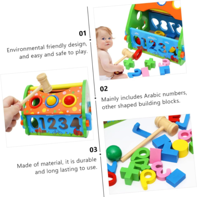 Căsuță interactivă educativă cu ciocan și forme geometrice