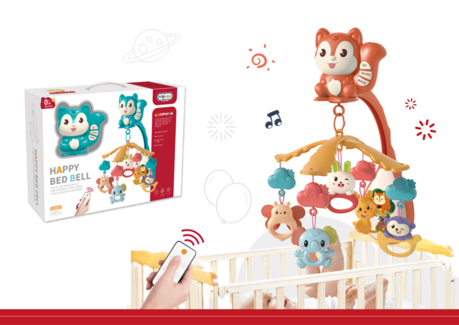 Carusel muzical cu proiectii si telecomanda Veverita Albastru