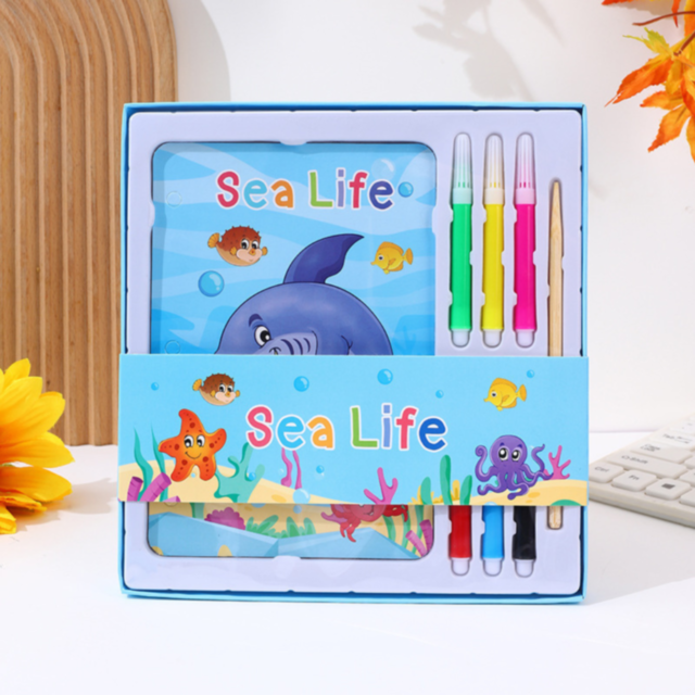 Set Creativ Montessori - Cărți de Colorat și Răzuire – Tematică Viața Marină