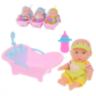 Păpușă Bebeluș cu Cadă Roz și Biberon (model aleatoriu)