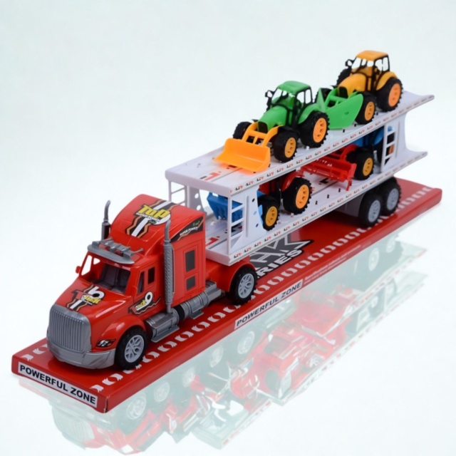 Camion Transportor cu 4 Tractoare și Utilaje (culoare aleatorie)
