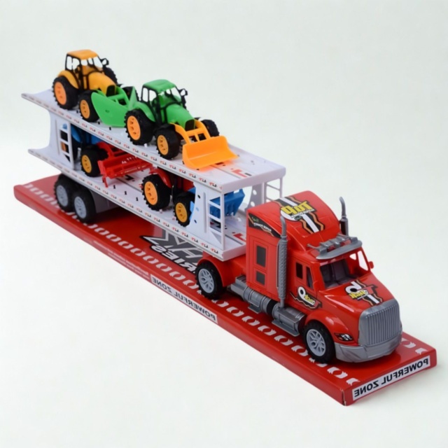 Camion Transportor cu 4 Tractoare și Utilaje (culoare aleatorie)