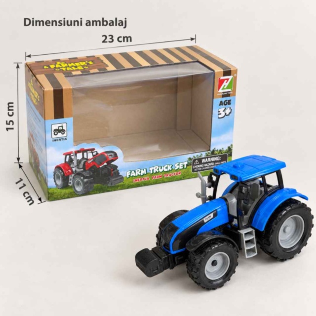 Tractor de jucărie cu inerție și capotă mobilă