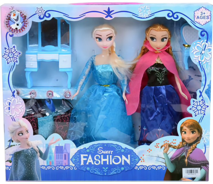 Elsa și Ana cu Ungheraș de Frumusețe și 3 Ținute