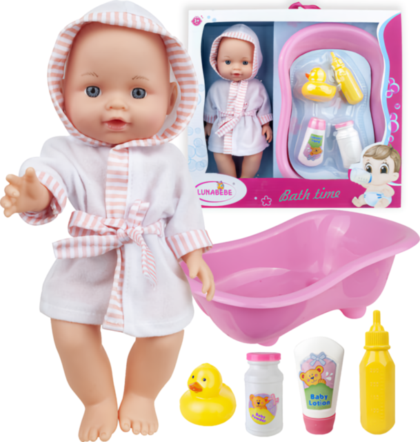 Păpușa Bebe cu Cadă și Accesorii de Băiță
