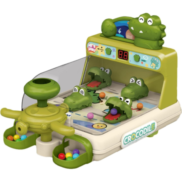 Mașină de Pinball Interactivă cu Crocodili și Bile Colorate (culoare aleatorie)