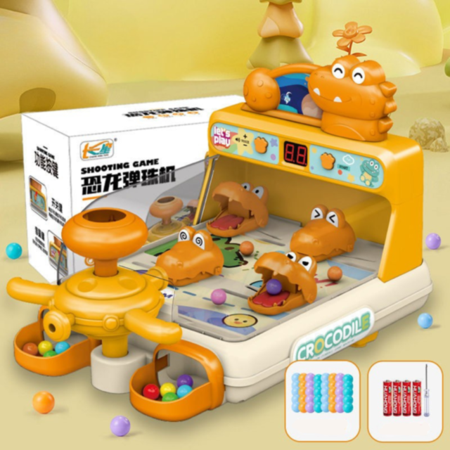 Mașină de Pinball Interactivă cu Crocodili și Bile Colorate (culoare aleatorie)