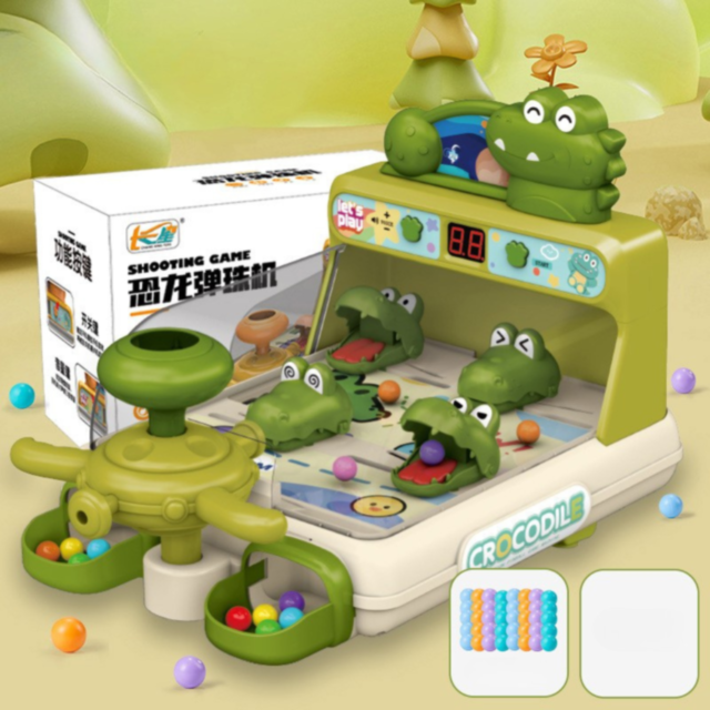 Mașină de Pinball Interactivă cu Crocodili și Bile Colorate (culoare aleatorie)