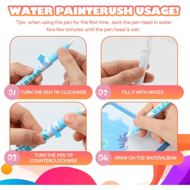 1buc. Carte Magică de Colorat Reutilizabilă cu Apă (model aleatoriu)