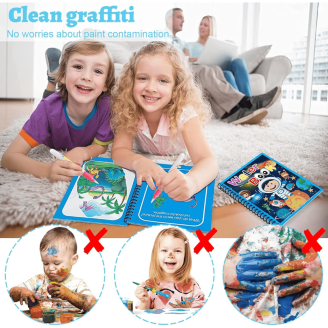 1buc. Carte Magică de Colorat Reutilizabilă cu Apă (model aleatoriu)