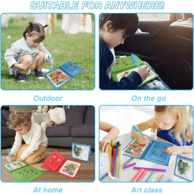 1buc. Carte Magică de Colorat Reutilizabilă cu Apă (model aleatoriu)