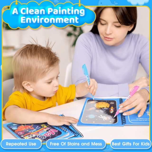 1buc. Carte Magică de Colorat Reutilizabilă cu Apă (model aleatoriu)