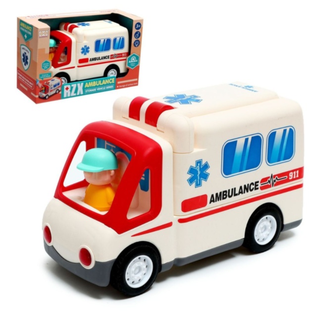 Ambulanță de Jucărie cu Set Doctor și Pacient