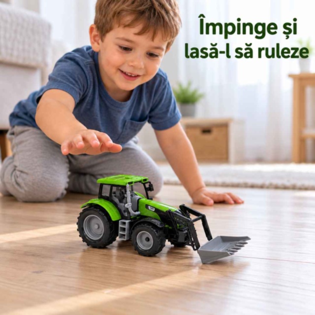 Tractor de jucărie cu inerție și braț mobil