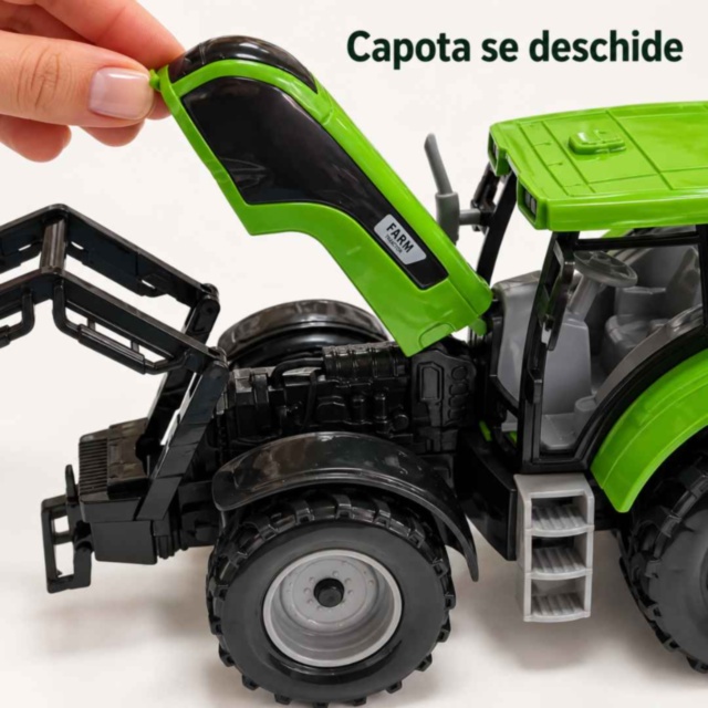 Tractor de jucărie cu inerție și braț mobil
