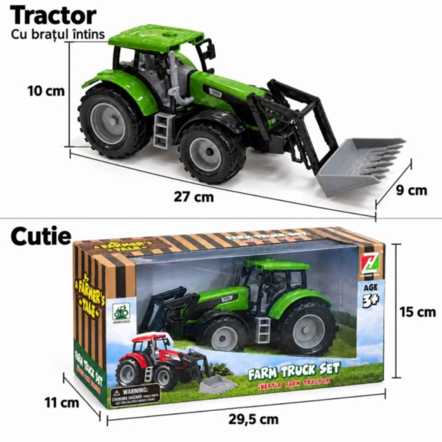 Tractor de jucărie cu inerție și braț mobil