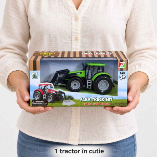 Tractor de jucărie cu inerție și braț mobil