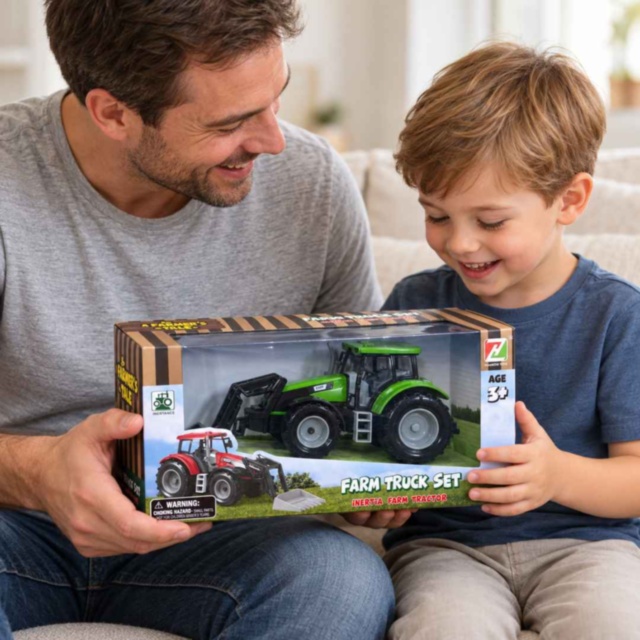 Tractor de jucărie cu inerție și braț mobil