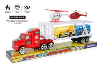 Camion cu Trailer, 2 Motociclete și 2 Mașinuțe, 34cm | image