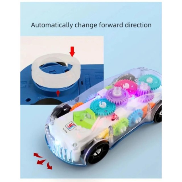 Mașină Interactivă Transparentă cu Angrenaje și Lumină pentru Copii