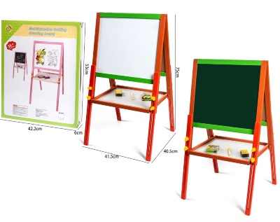 Tablă Magnetică Dublă din Lemn cu Cretă și Burete | image