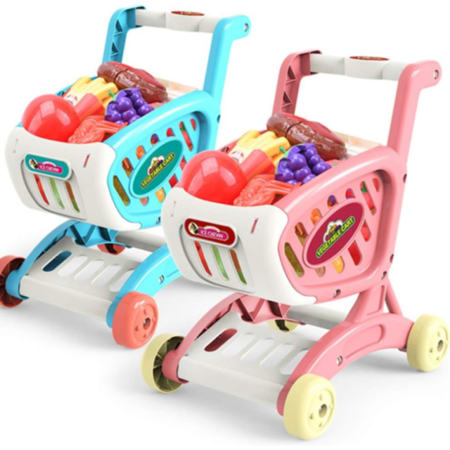 Cărucior de Jucărie cu Alimente și Fructe