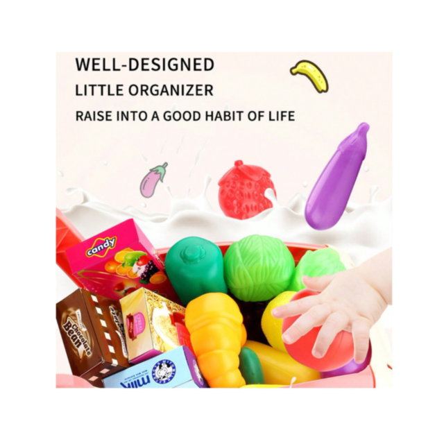 Cărucior de Jucărie cu Alimente și Fructe