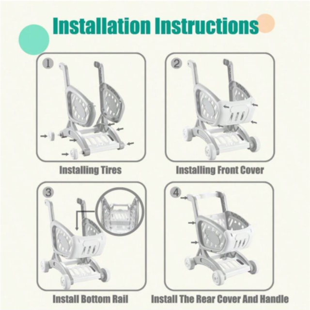 Cărucior de Jucărie cu Alimente și Fructe