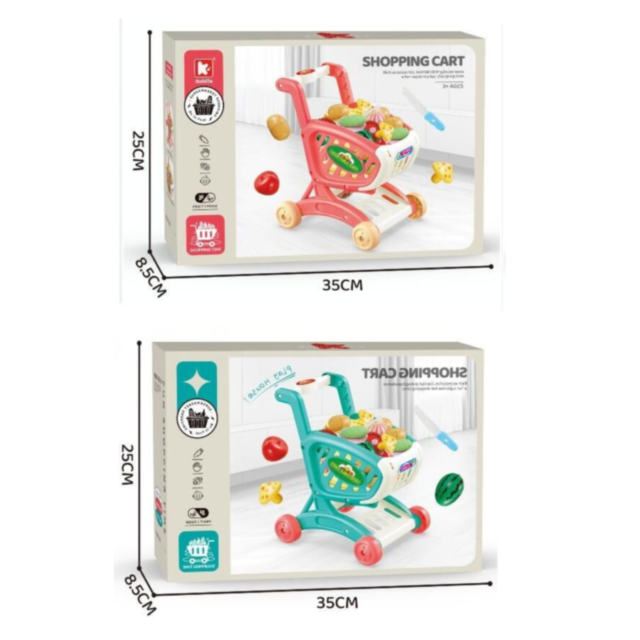 Cărucior de Jucărie cu Alimente și Fructe