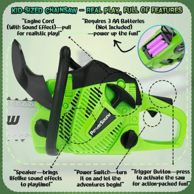 Drujbă Jucărie Power Saw cu Lumini și Sunete