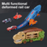 Mașină Dinozaur cu Piste Transformabile și 1 Mașinuță Metalică (model aleatoriu)