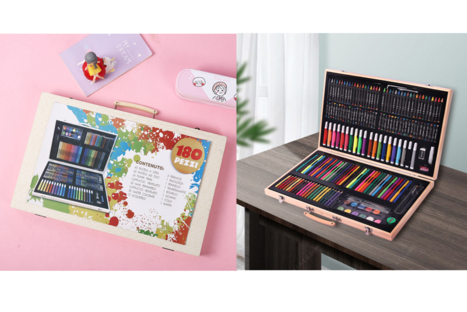 Mega Set Pictură 180 piese în Cutie de Lemn