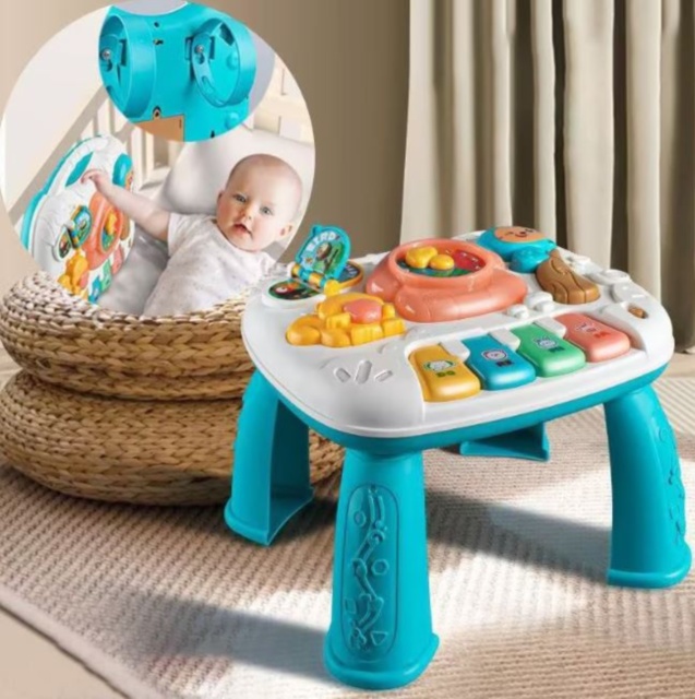 Măsuță Bebelusi 3 in 1, pian cu lumini si sunete, interactiv si educativ