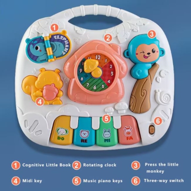 Măsuță Bebelusi 3 in 1, pian cu lumini si sunete, interactiv si educativ