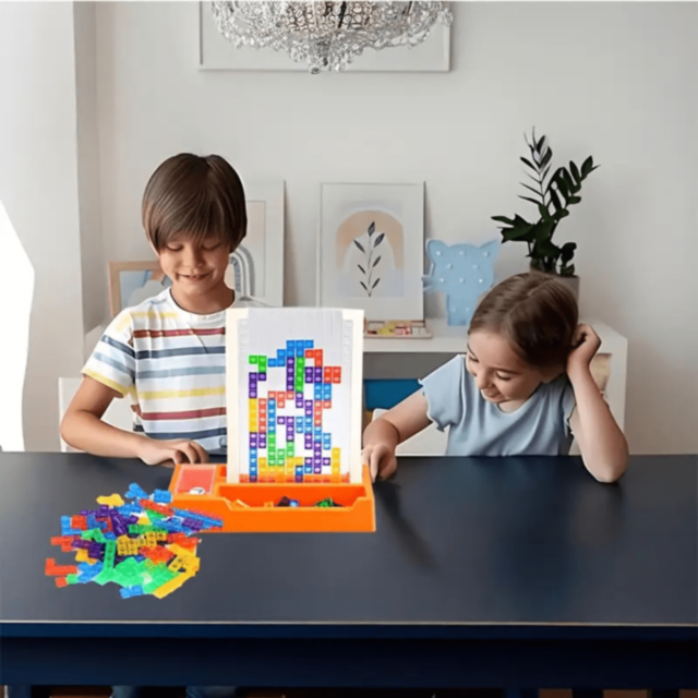 Joc de Construcție cu Blocuri Colorate Tetris Puzzle