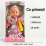 Păpușă 28 cm cu biberon pentru joacă de rol