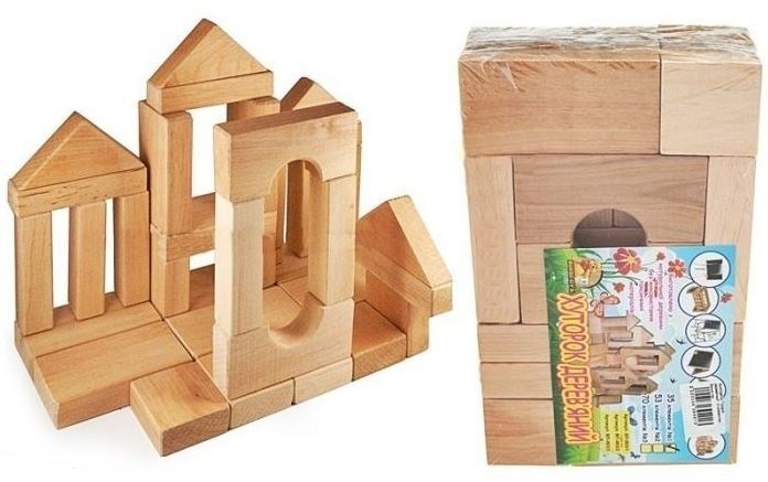 Set de Construcție  Orășelul din Lemn  cu 35 Blocuri