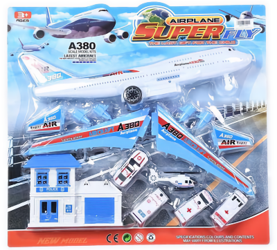 Set Avion cu 4 Mașinuțe, Elicopter și Turn de Control | image