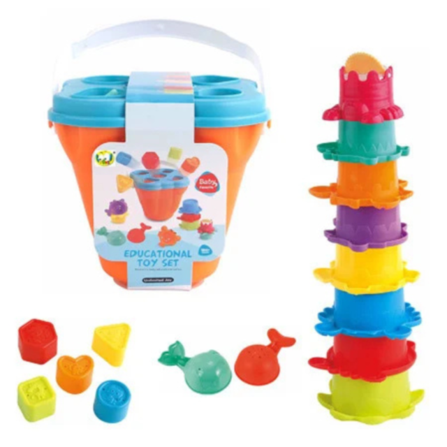 Set educativ de stivuire și sortare pentru copii - joc de dezvoltare senzorială