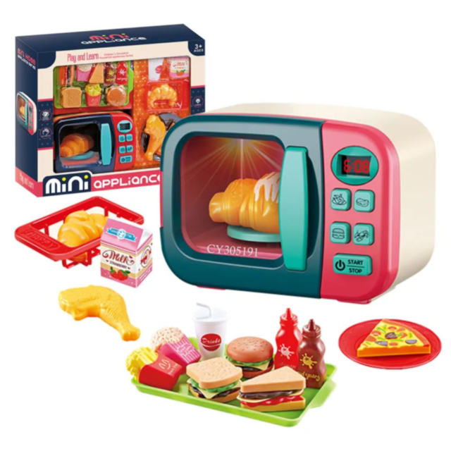 Cuptor cu Microunde pentru Copii cu Efecte Lumină și Set Alimentar Inclus