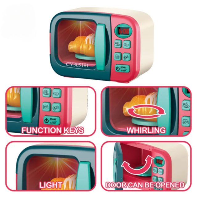 Cuptor cu Microunde pentru Copii cu Efecte Lumină și Set Alimentar Inclus