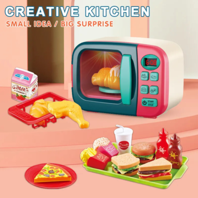 Cuptor cu Microunde pentru Copii cu Efecte Lumină și Set Alimentar Inclus