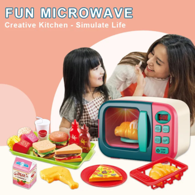 Cuptor cu Microunde pentru Copii cu Efecte Lumină și Set Alimentar Inclus