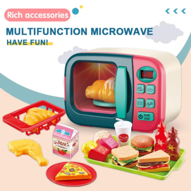 Cuptor cu Microunde pentru Copii cu Efecte Lumină și Set Alimentar Inclus