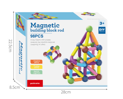 Constructor Magnetic Sticks 98 Piese Mari | image
